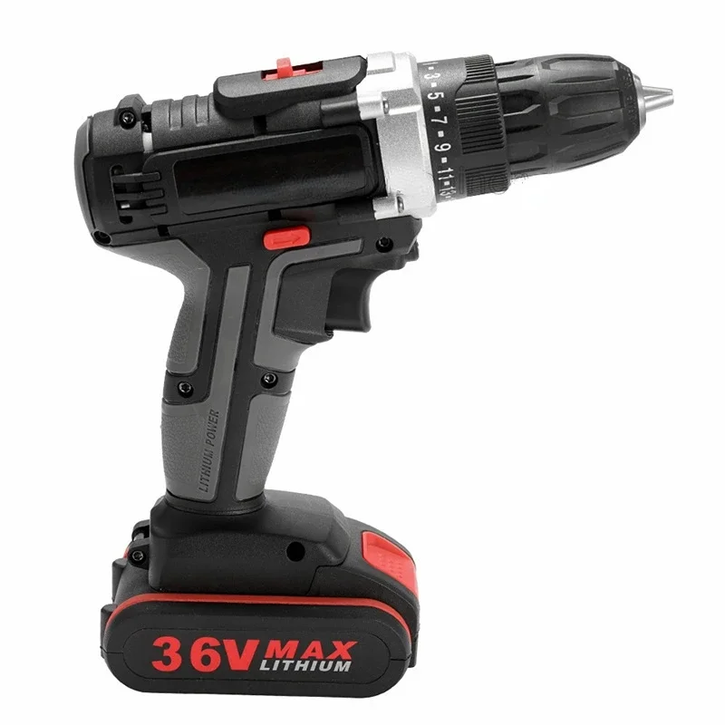 36V 1000W Electric Impact Drill 2 In 1 Electric Cordless Lithium-Ion Battery Mini Electric Power Screwdriver 2 Speed Power Tools