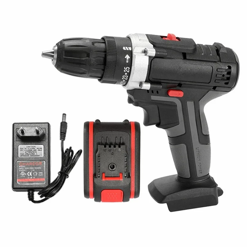 36V 1000W Electric Impact Drill 2 In 1 Electric Cordless Lithium-Ion Battery Mini Electric Power Screwdriver 2 Speed Power Tools