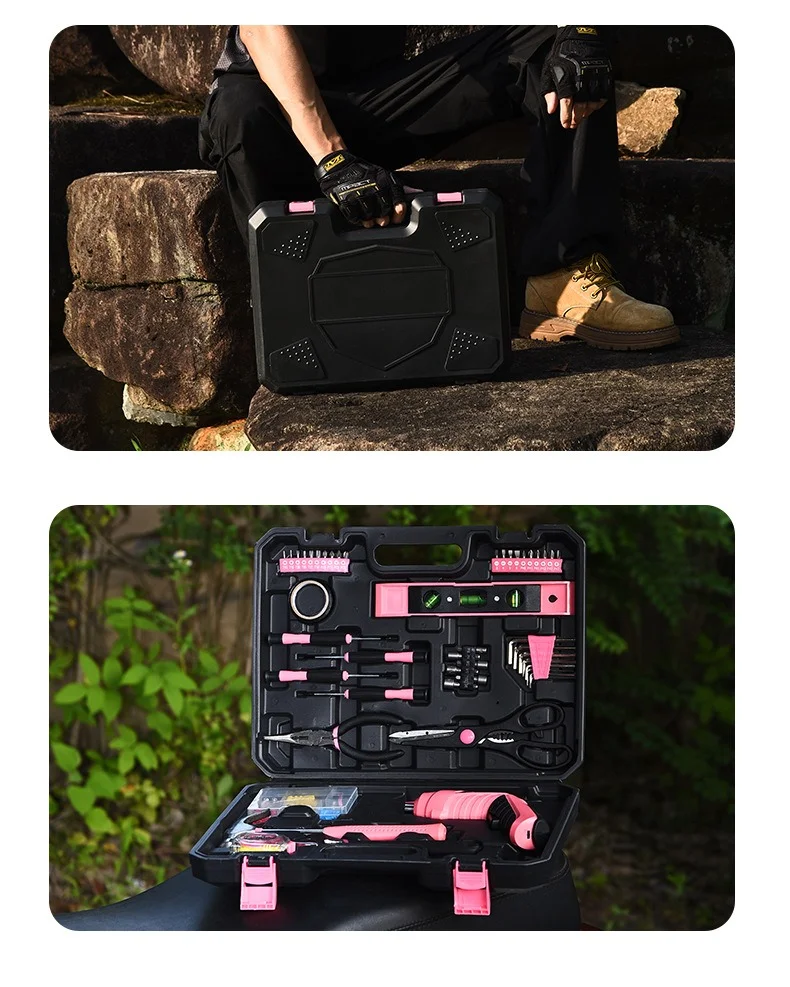 Multifunctional Electric Drill And Hand Tool Set Hardware And Electrician Special Repair Screwdriver With Claw Hammer Toolbox