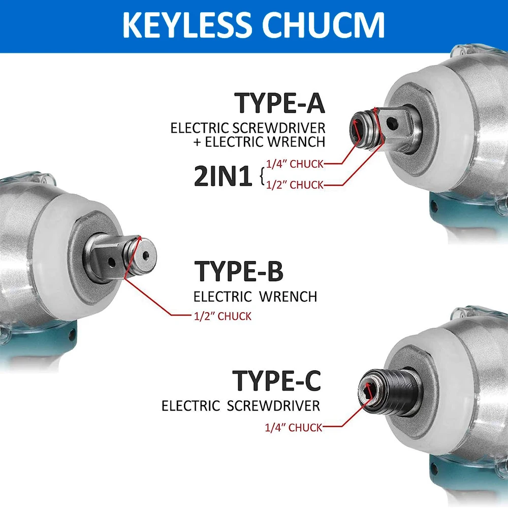 18V Cordless Electric Screwdriver Speed Brushless Impact Wrench Rechargable Drill Driver LED Light For Makita Battery