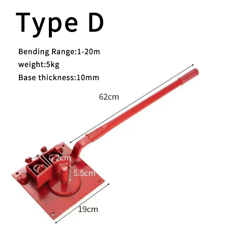 Manual Rebar Bender Portable Heavy-Duty 1-20mm Steel Bar Bending Manual Hand Tool for Construction Folding Multi-Angle Bender