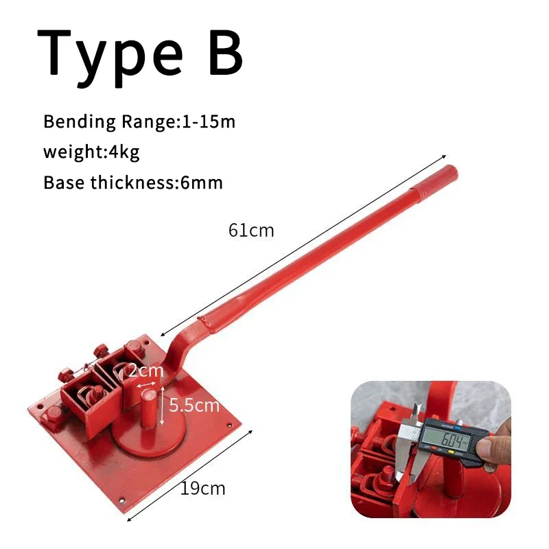 Manual Rebar Bender Portable Heavy-Duty 1-20mm Steel Bar Bending Manual Hand Tool for Construction Folding Multi-Angle Bender