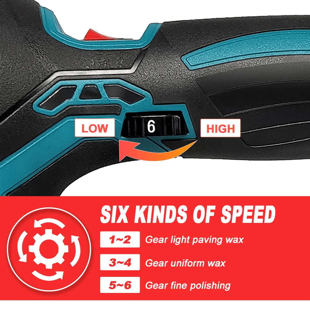 150mm Cordless Rechargeable Buffer Polisher Portable Polishing Machine 6Gears Metal Waxing For Makita 18V Battery(No Battery)