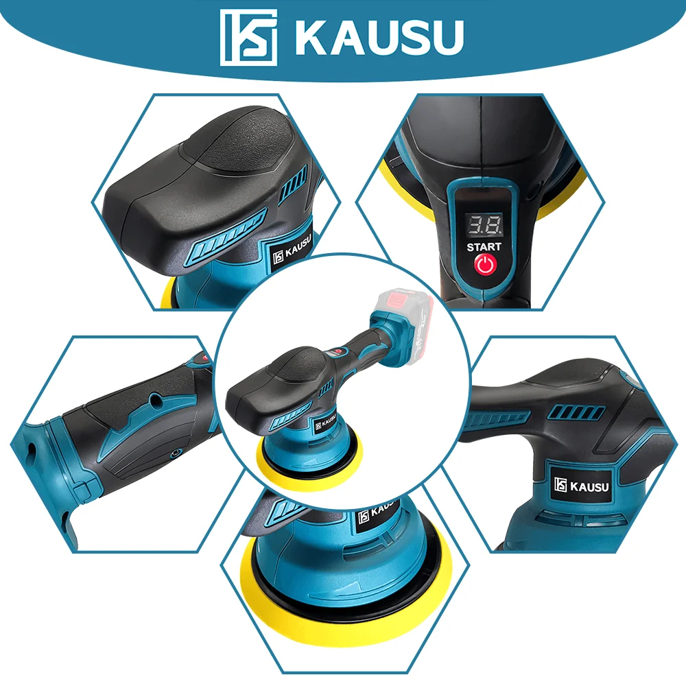 Digital Display Electric Polisher Cordless Automotive Car Polishing Auto Waxing Rotary Tool For Makita 18V Battery(No Battery)