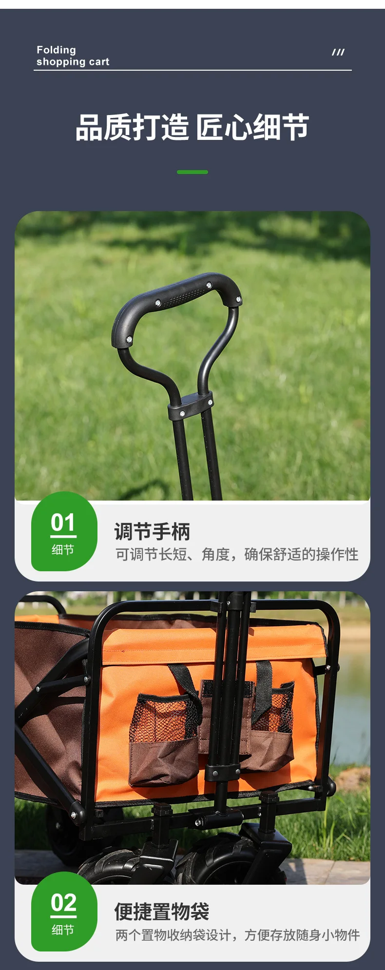 Collapsible Folding Utility Beach Cart Wagon Heavy Duty Large Capacity Fold Wagon Ourdoor Trolley Portable Garden Camping Cart