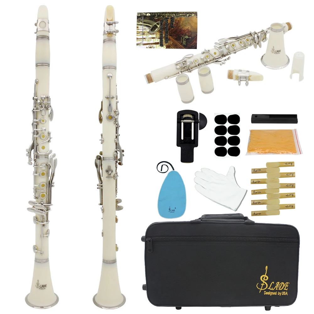 SLADE Clarinet 17 Key Bb Clarinet Professional Woodwind Instrument Bakelite Wood Clarinet with Box Cleaning Kit Reed Accessories