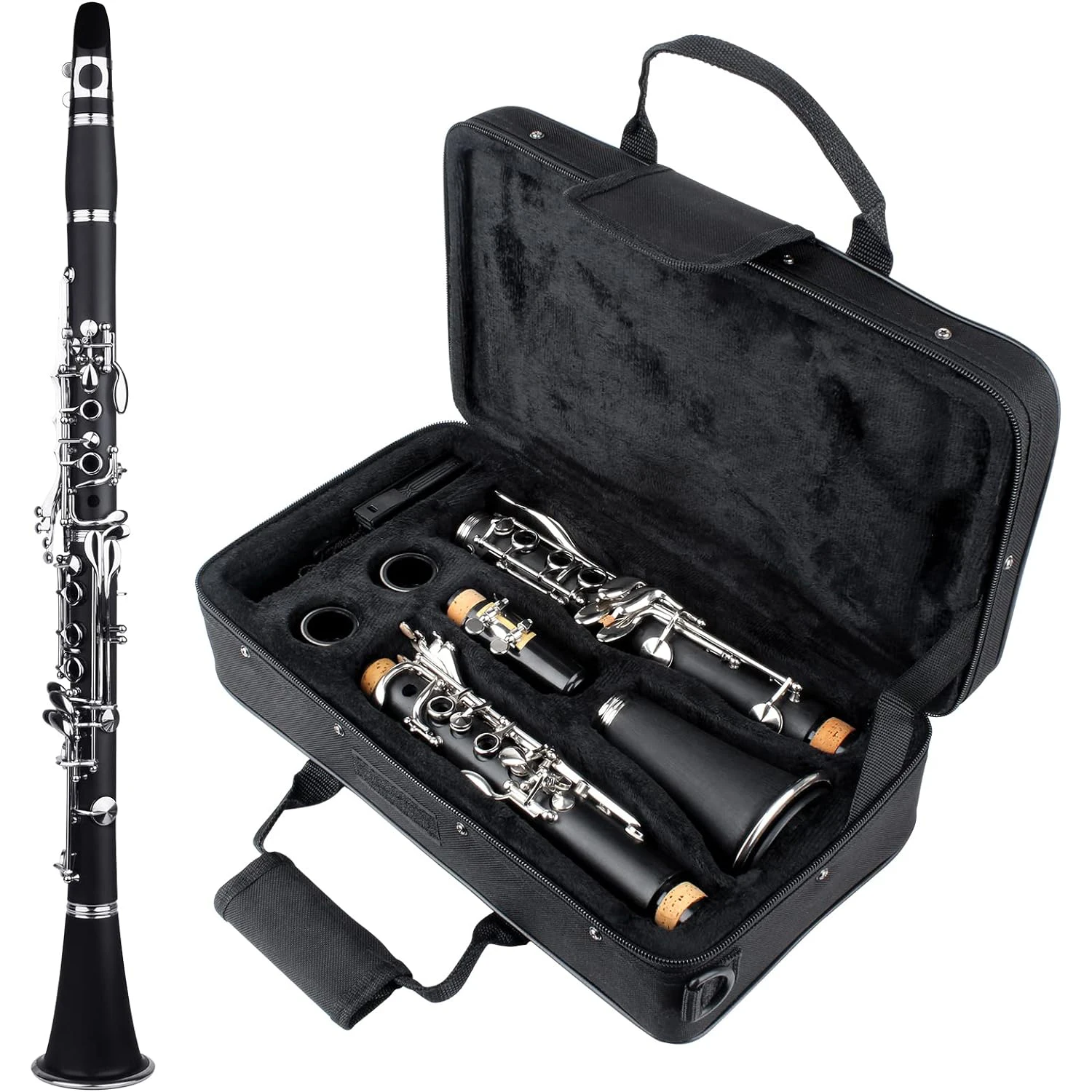 SLADE Clarinet 17 Key Bb Clarinet Professional Woodwind Instrument Bakelite Wood Clarinet with Box Cleaning Kit Reed Accessories