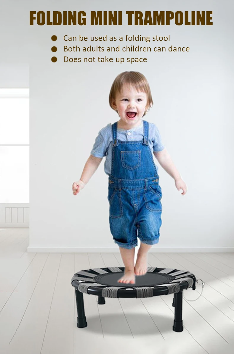 45/60cm Folding Mini Kids Trampoline Toy Indoor Portable Jumping Trampoline Fitness Non-slip Silent Weight Bearing75KG Best Gift