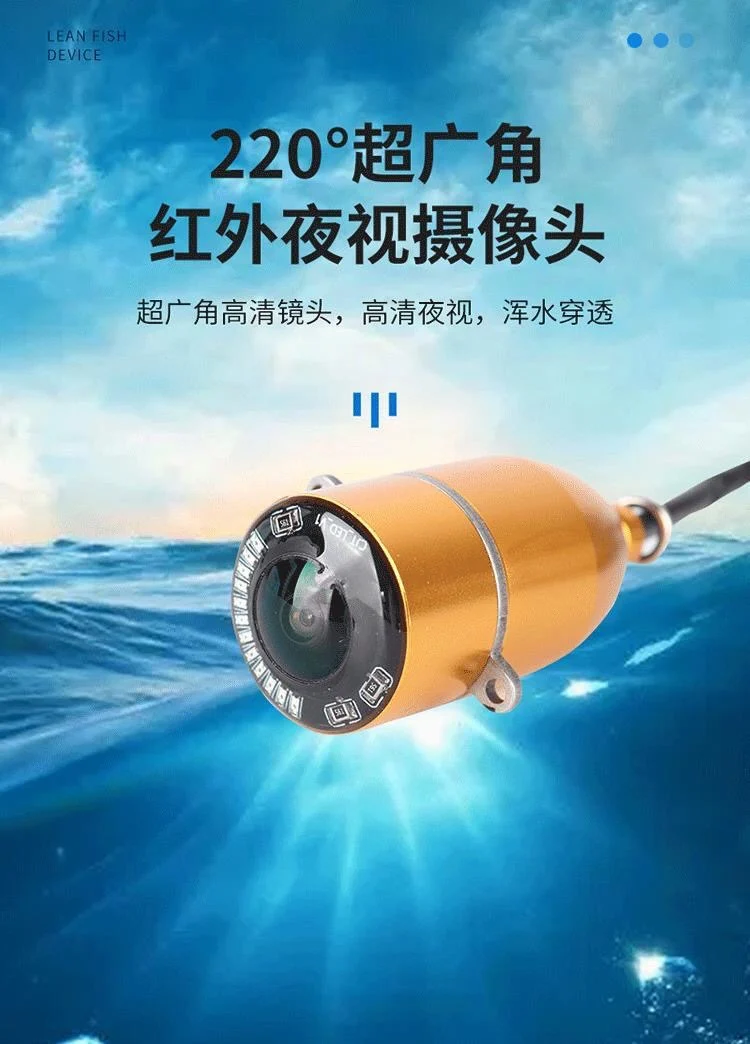 HD Underwater Fish Finder with Night Vision,360° Wide-Angle Fishing Camera,Depth Temperature Sensor for Anglers