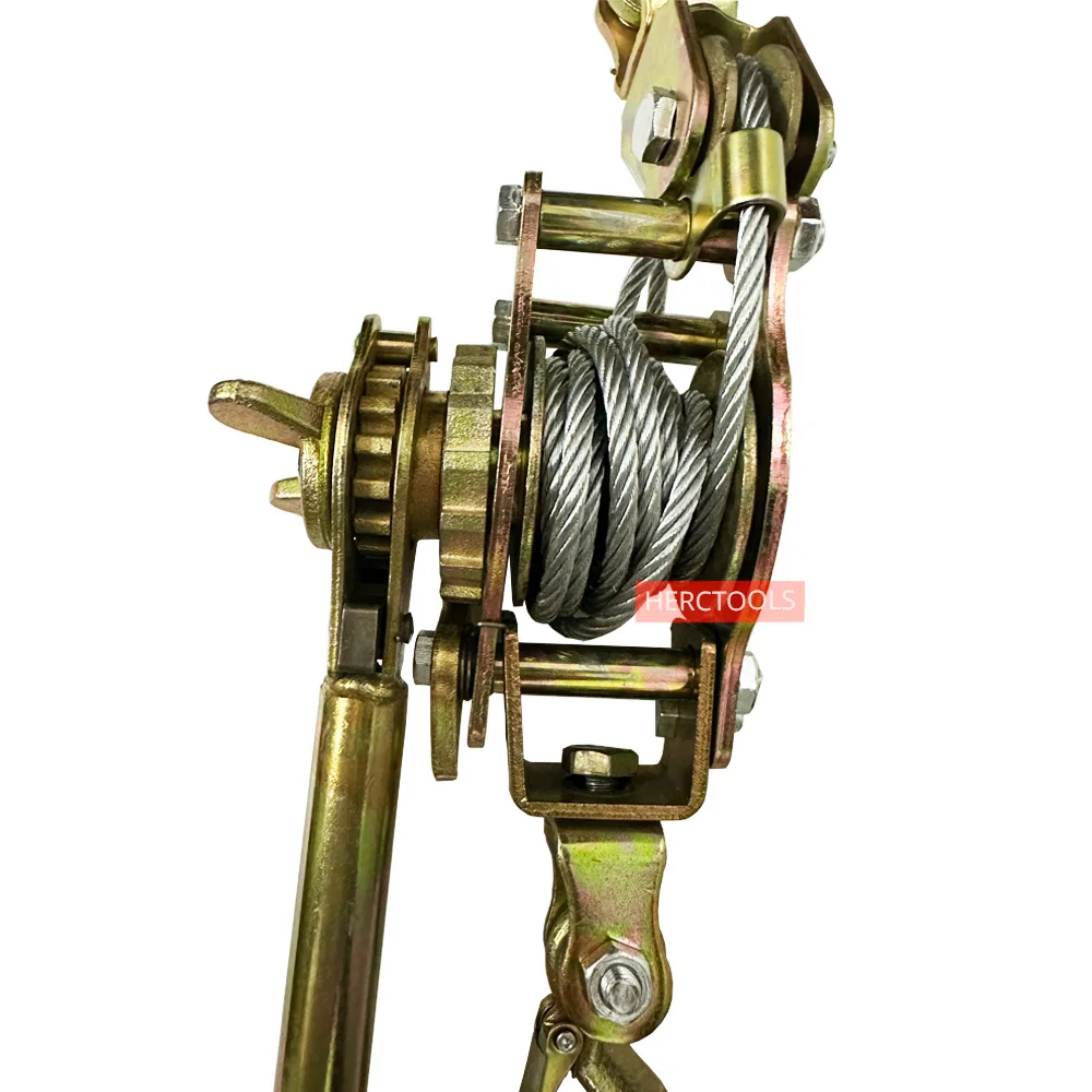 Hand Winch Cable 2T Heavy Duty Power Cable Come Along Tool Automotive Hoist Recovery Winch Puller with 2Hook for Lifting Pulling