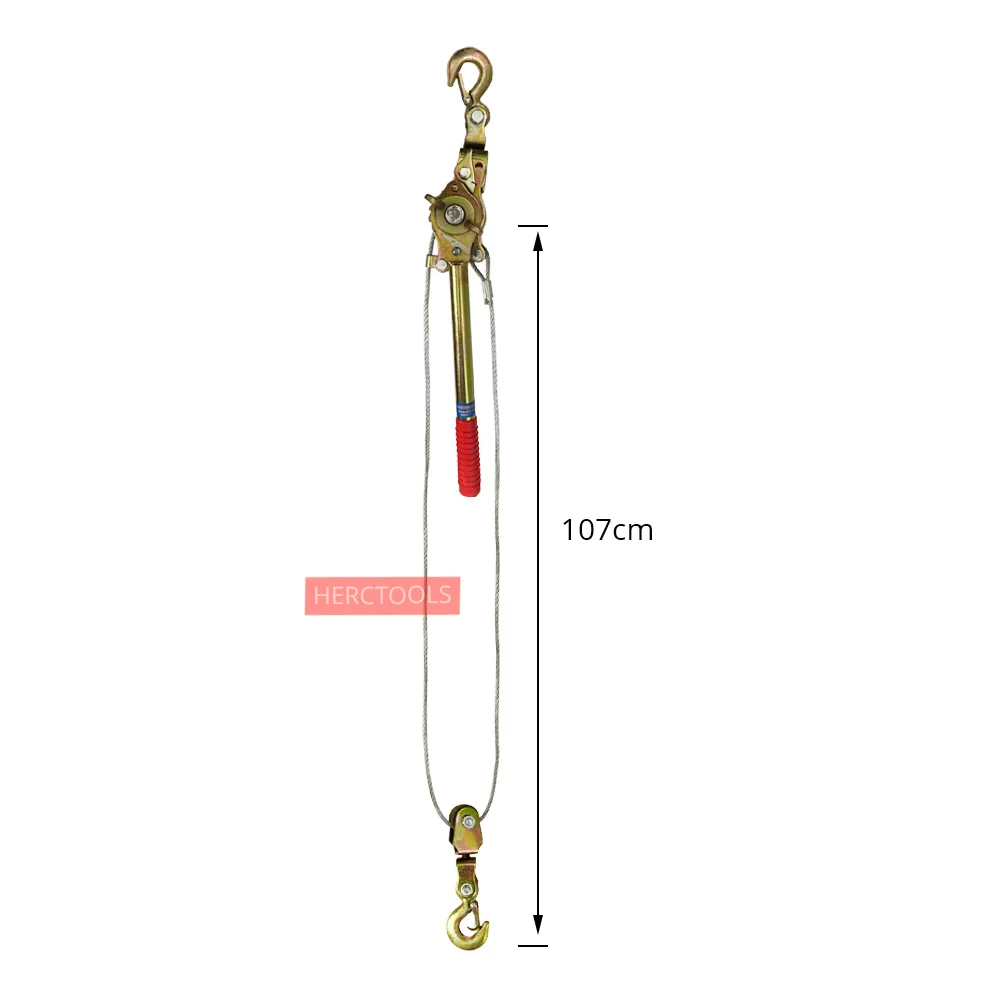 Hand Winch Cable 2T Heavy Duty Power Cable Come Along Tool Automotive Hoist Recovery Winch Puller with 2Hook for Lifting Pulling