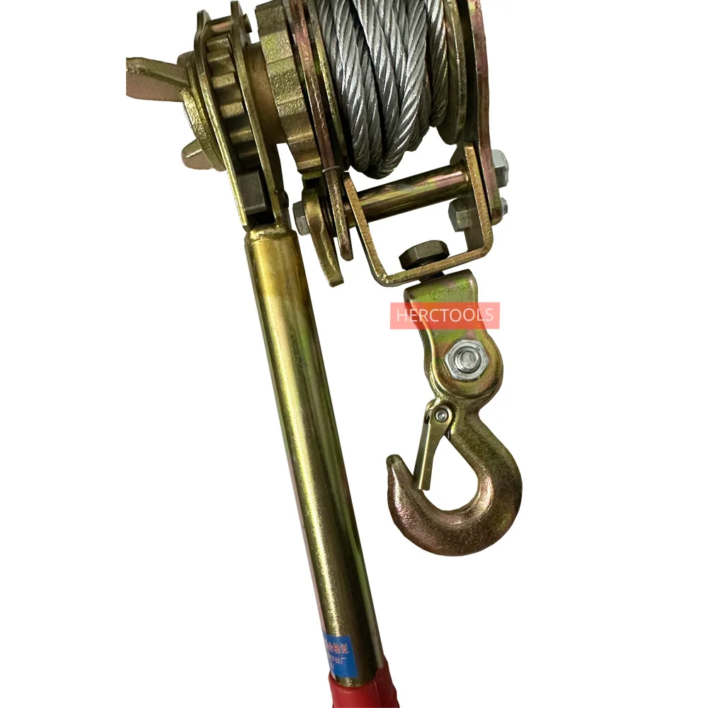 Hand Winch Cable 2T Heavy Duty Power Cable Come Along Tool Automotive Hoist Recovery Winch Puller with 2Hook for Lifting Pulling
