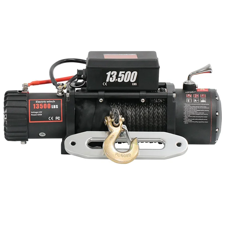 Ztem 13500LBS Electric Truck Winch12v Electric Winch ATV Synthetic Rope with 2 Remote Controls for 4X4 Car Trailer ATV Truck