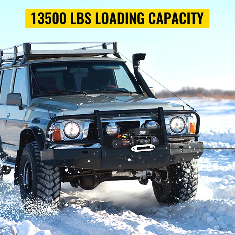 Ztem 13500LBS Electric Truck Winch12v Electric Winch ATV Synthetic Rope with 2 Remote Controls for 4X4 Car Trailer ATV Truck