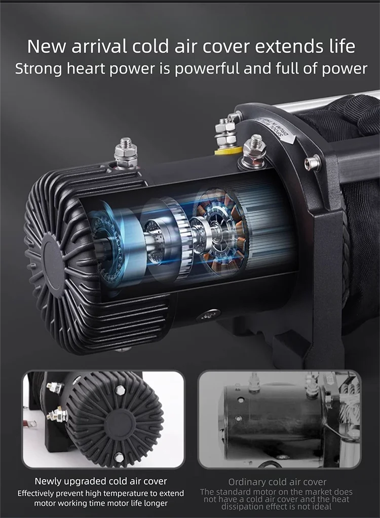 Ztem 13500LBS Electric Truck Winch12v Electric Winch ATV Synthetic Rope with 2 Remote Controls for 4X4 Car Trailer ATV Truck