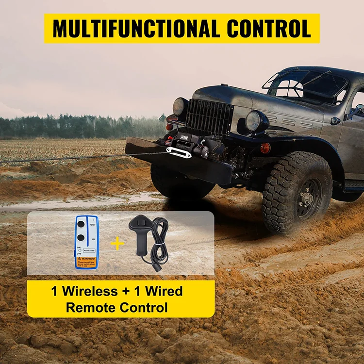 Ztem 13500LBS Electric Truck Winch12v Electric Winch ATV Synthetic Rope with 2 Remote Controls for 4X4 Car Trailer ATV Truck