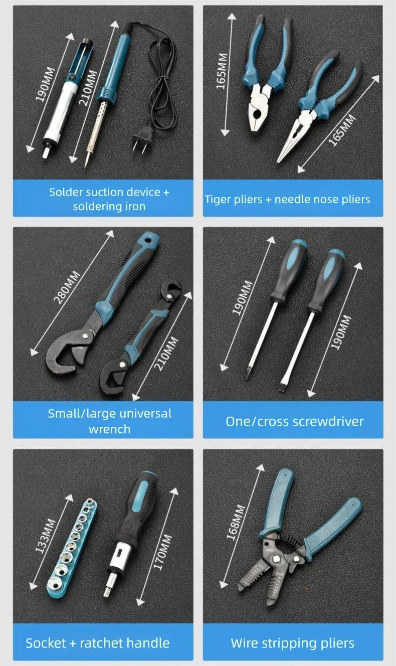 160PCS 115/63/32/19PC High-power Multifunctional Lithium Electric Hand Drill Household Hardware Tool Combination Handheld Drill