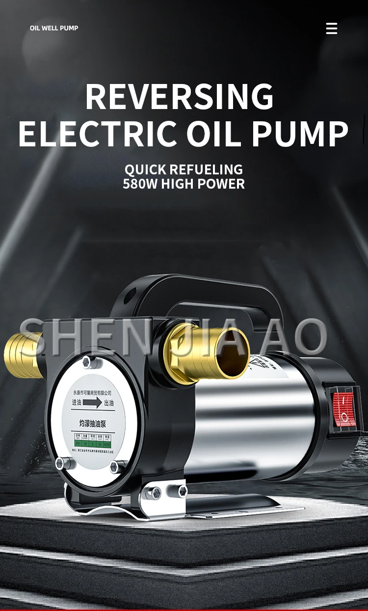 12V/24V/220V forward and reverse electric pumping pump 50L/min self-priming pump DC diesel pump fuel dispenser 580W
