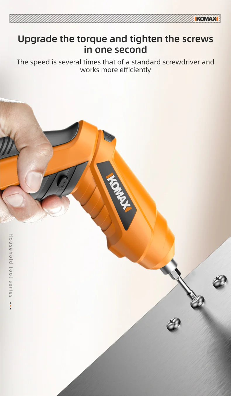 KOMAX Electric Screwdriver Rechargeable Cordless Screwdriver Powerful Impact Wireless Screwdriver Set Mini Drill Power Tools