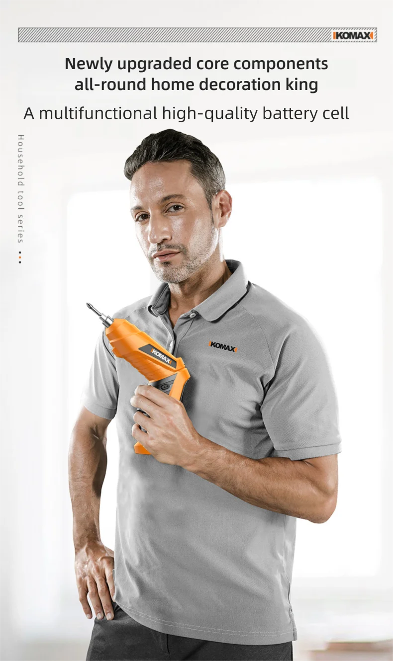 KOMAX Electric Screwdriver Rechargeable Cordless Screwdriver Powerful Impact Wireless Screwdriver Set Mini Drill Power Tools