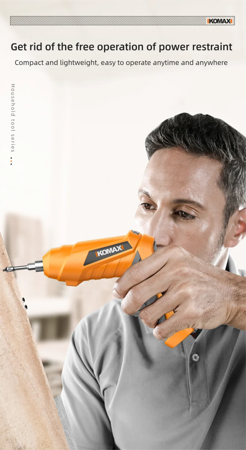 KOMAX Electric Screwdriver Rechargeable Cordless Screwdriver Powerful Impact Wireless Screwdriver Set Mini Drill Power Tools