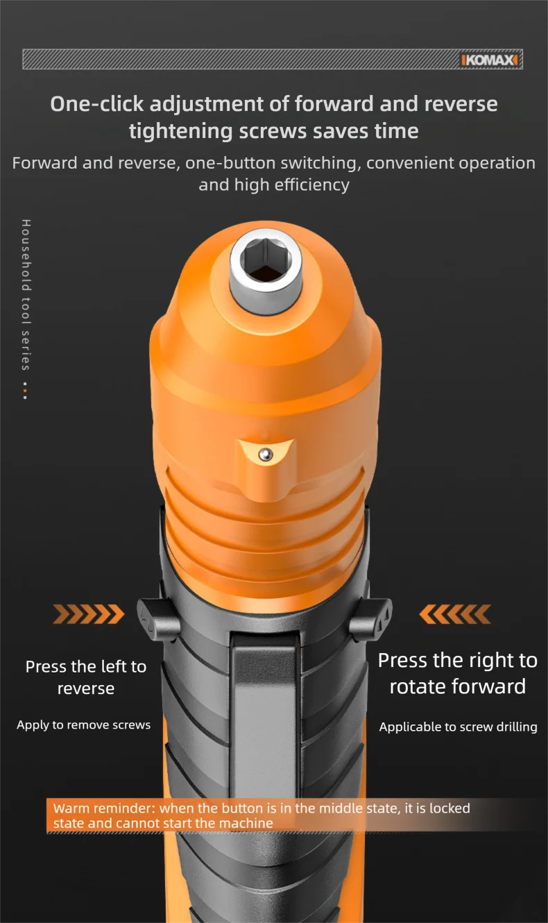 KOMAX Electric Screwdriver Rechargeable Cordless Screwdriver Powerful Impact Wireless Screwdriver Set Mini Drill Power Tools