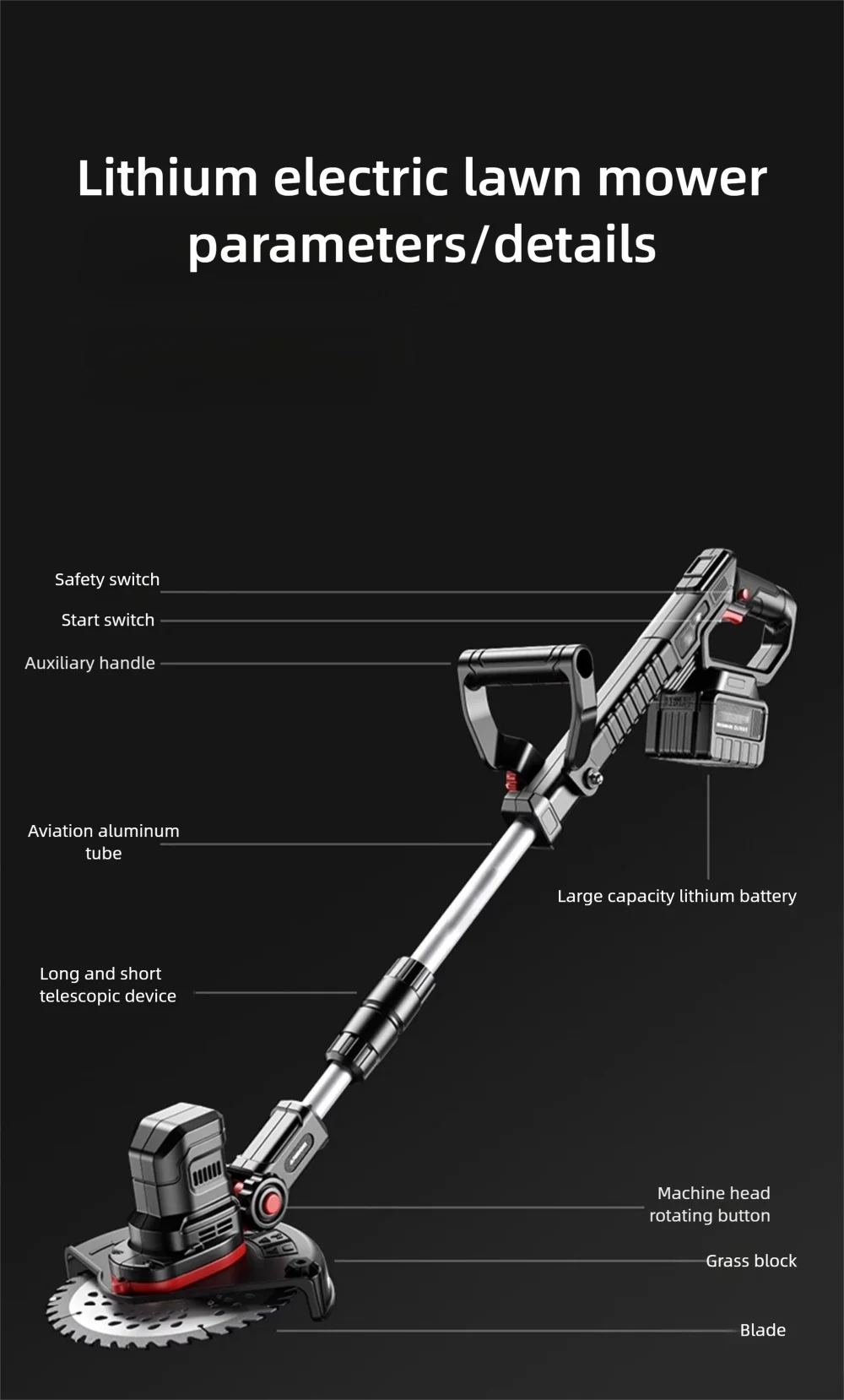 Electric Lawn Mower Multifunctional Agricultural Lawn Mower Small Household Rechargeable Lithium Battery Weeding Machine