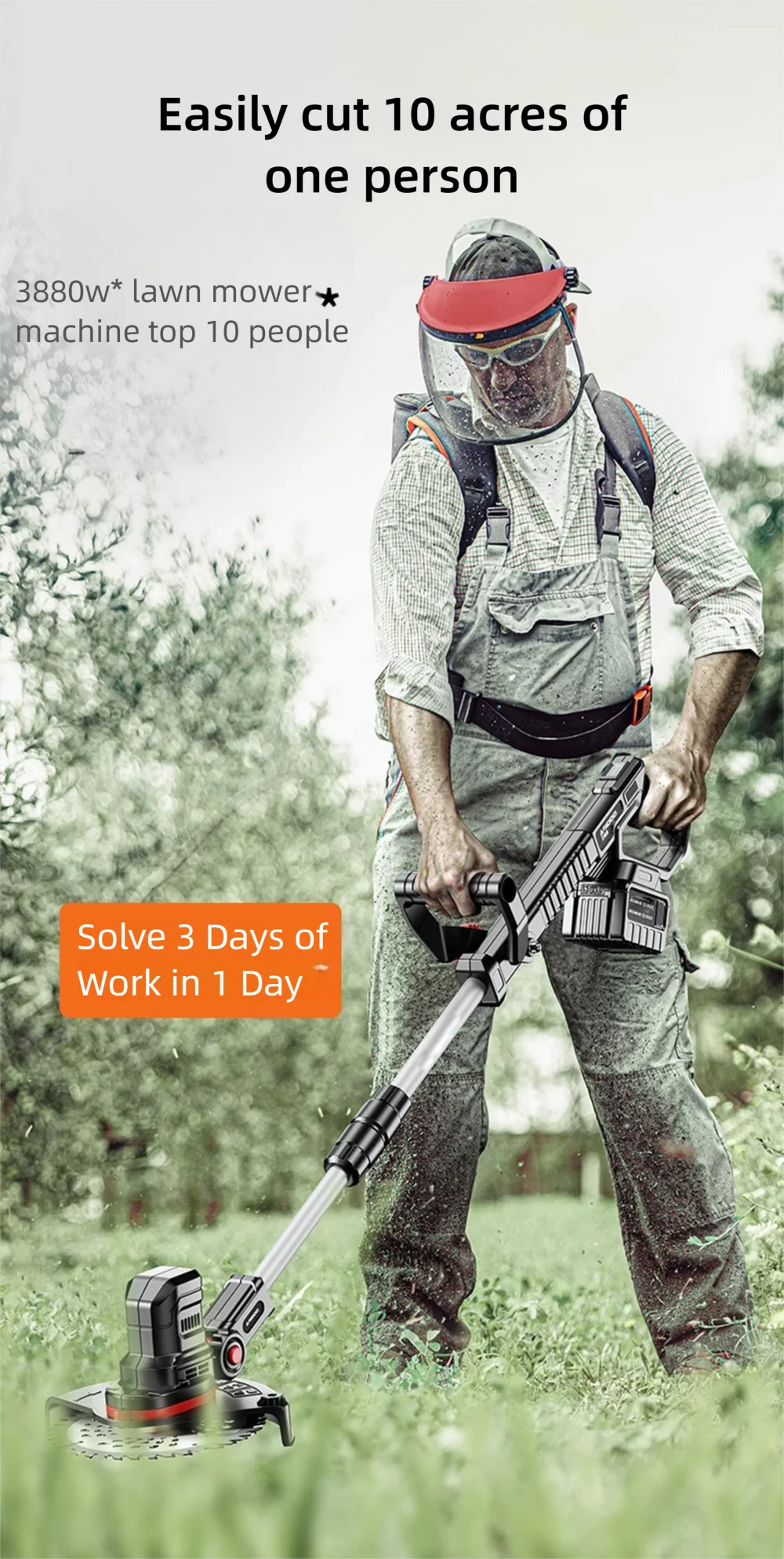 Electric Lawn Mower Multifunctional Agricultural Lawn Mower Small Household Rechargeable Lithium Battery Weeding Machine