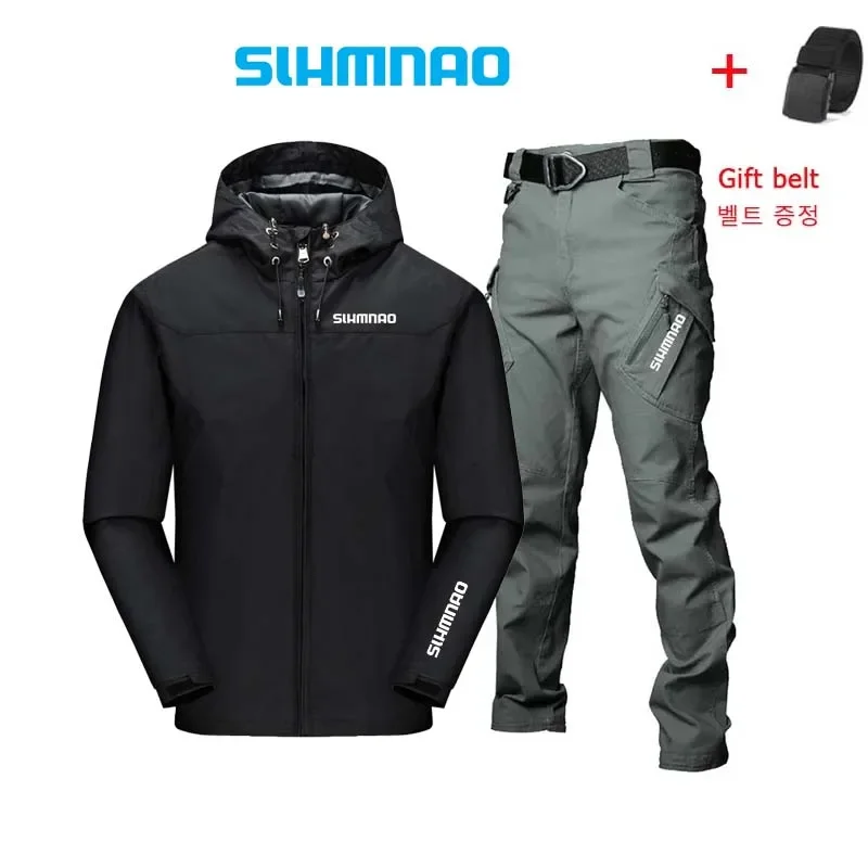 2024 Spring and Autumn Outdoor Fishing Set Tactical Pants Outdoor Hooded Windproof Waterproof Fishing Suit Mountaineering Jacket