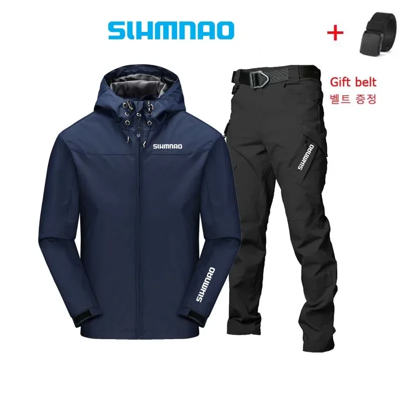 2024 Spring and Autumn Outdoor Fishing Set Tactical Pants Outdoor Hooded Windproof Waterproof Fishing Suit Mountaineering Jacket