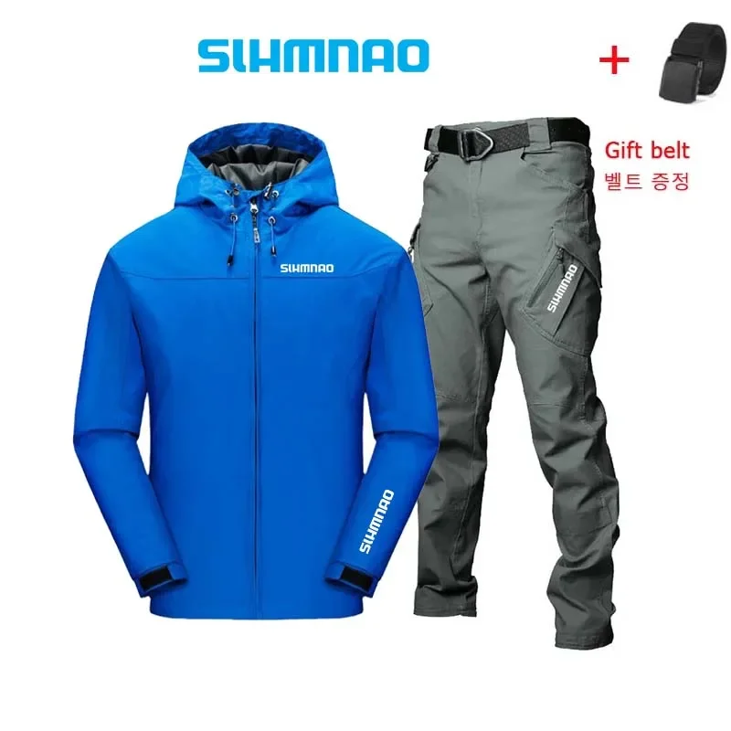 2024 Spring and Autumn Outdoor Fishing Set Tactical Pants Outdoor Hooded Windproof Waterproof Fishing Suit Mountaineering Jacket