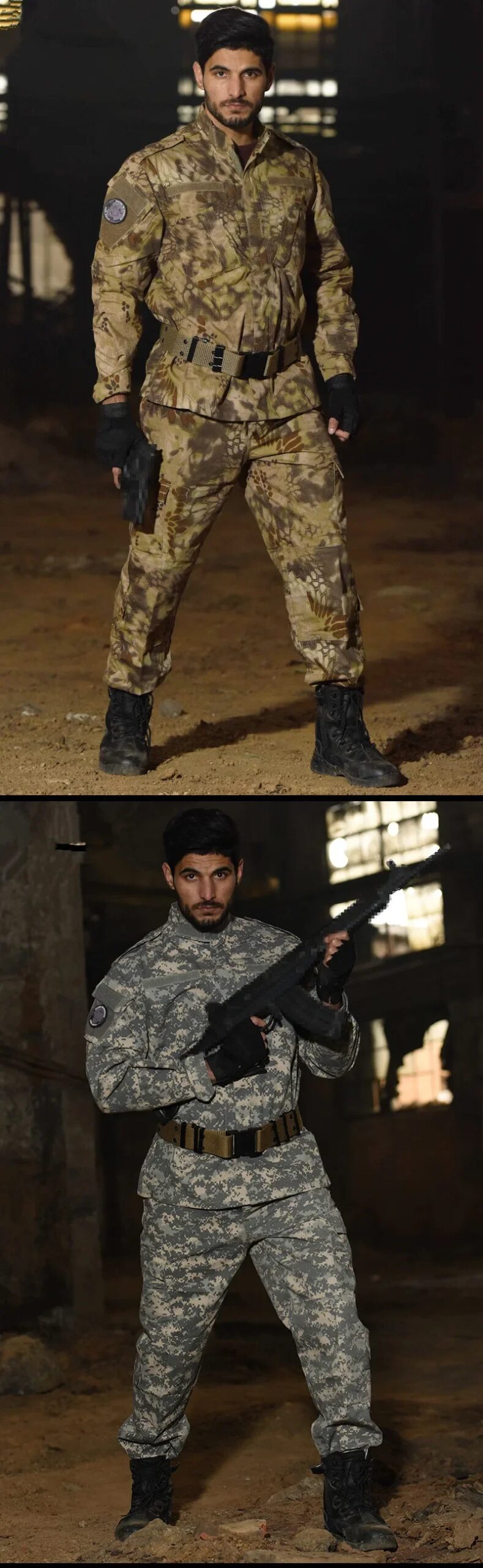 2025 Hot Durable and Wear-resistant Men's Camo ACU Uniform 2PC Set Training Wear Security Officer Uniforms