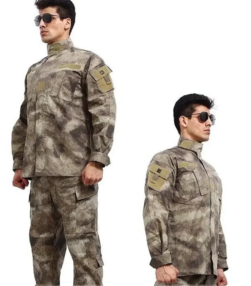 2025 Hot Durable and Wear-resistant Men's Camo ACU Uniform 2PC Set Training Wear Security Officer Uniforms