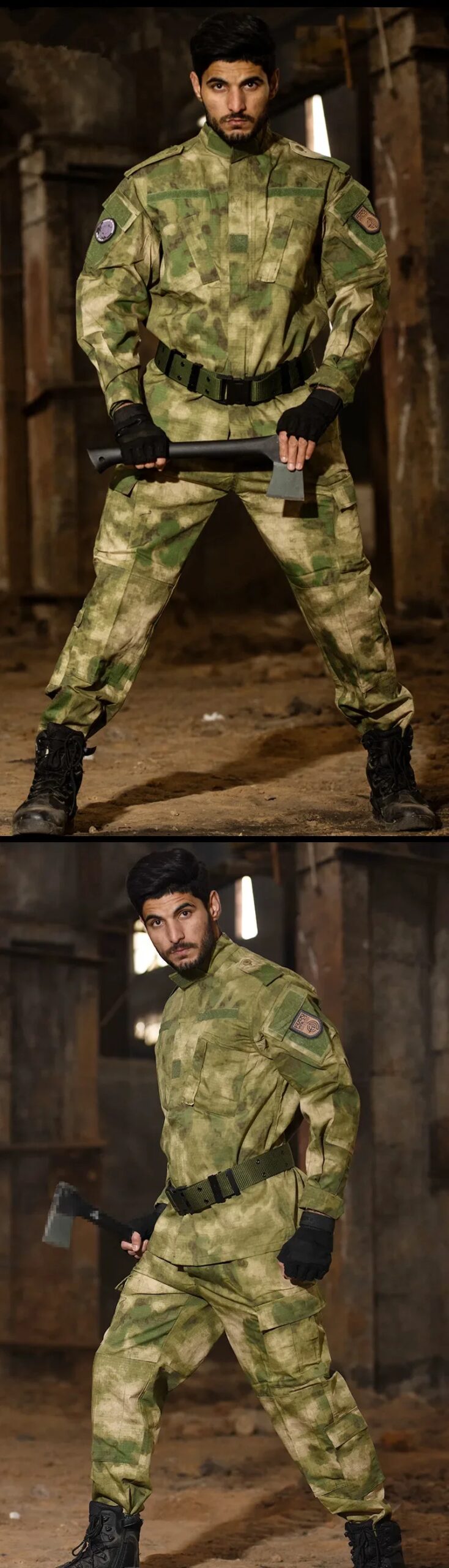 2025 Hot Durable and Wear-resistant Men's Camo ACU Uniform 2PC Set Training Wear Security Officer Uniforms