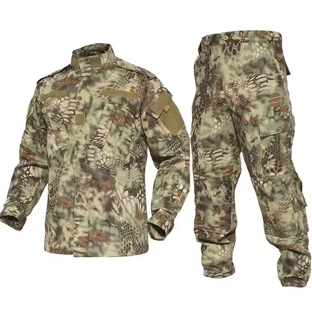 2025 Hot Durable and Wear-resistant Men's Camo ACU Uniform 2PC Set Training Wear Security Officer Uniforms