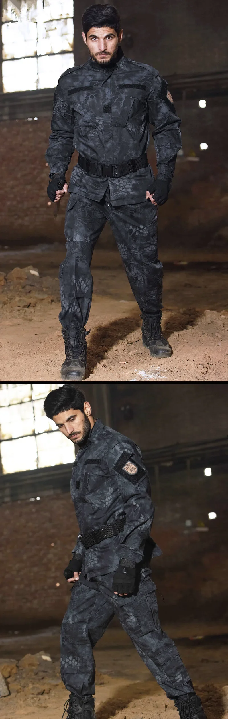 2025 Hot Durable and Wear-resistant Men's Camo ACU Uniform 2PC Set Training Wear Security Officer Uniforms