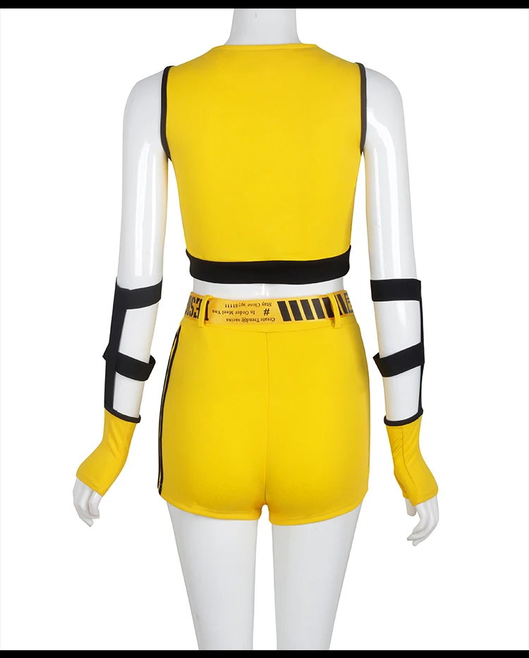 Yellow Cheerleader Uniform Hip Hop Clothes Female Jazz Dancewear Rave Outfit Girl Sets Stage Costume Festival Clothing DL8204