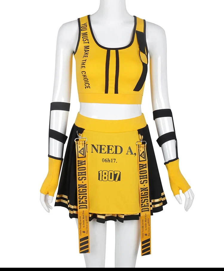 Yellow Cheerleader Uniform Hip Hop Clothes Female Jazz Dancewear Rave Outfit Girl Sets Stage Costume Festival Clothing DL8204