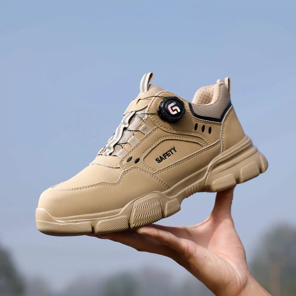 YIZHONCO Ankle Work Safety Shoes Synthetic Upper Rubber Outsole Anti-Slip Wide Toe Box Comfort Ankle Work Safety Shoes