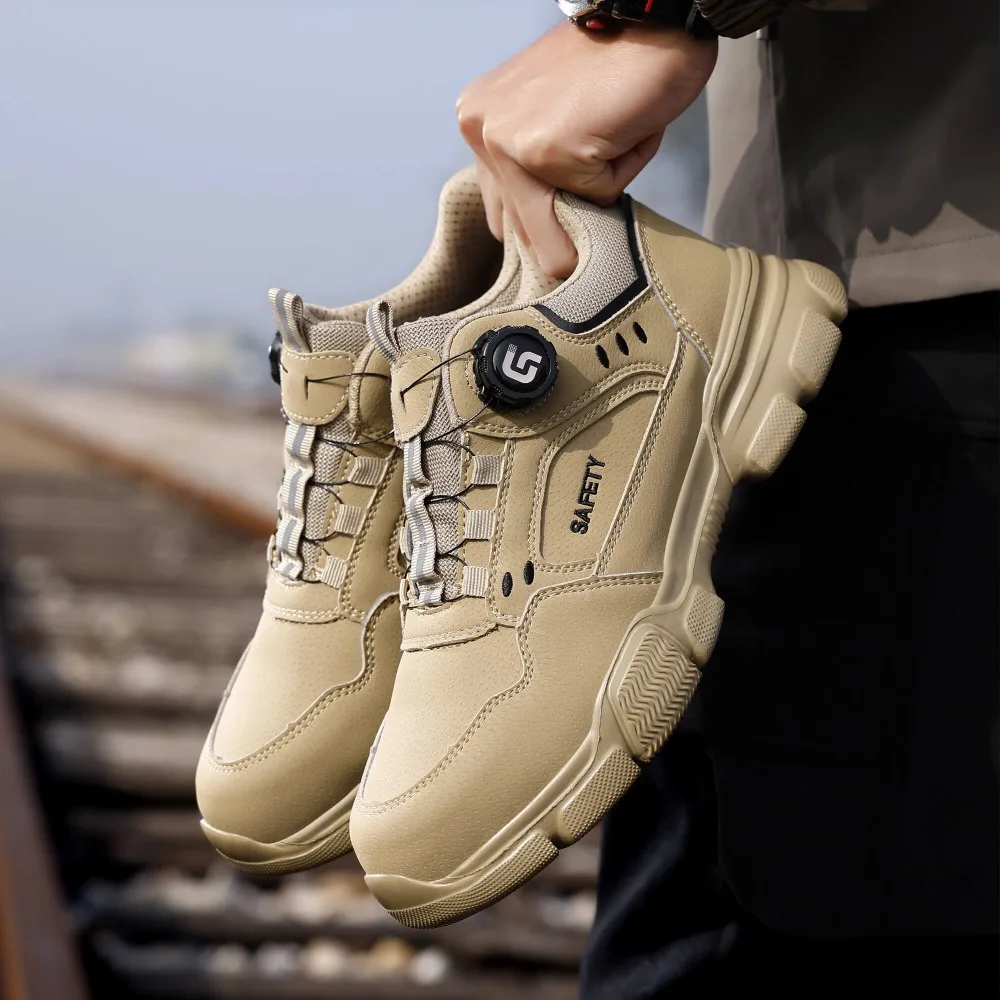 YIZHONCO Ankle Work Safety Shoes Synthetic Upper Rubber Outsole Anti-Slip Wide Toe Box Comfort Ankle Work Safety Shoes