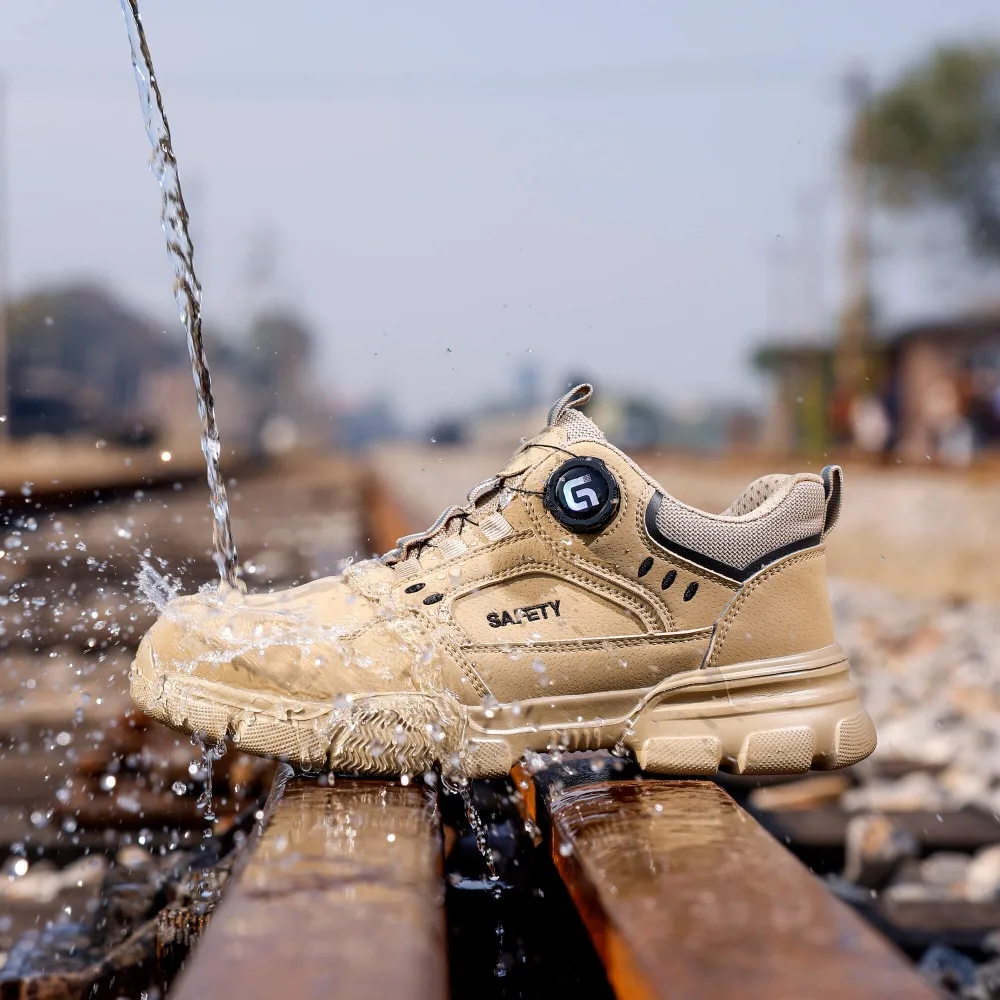 YIZHONCO Ankle Work Safety Shoes Synthetic Upper Rubber Outsole Anti-Slip Wide Toe Box Comfort Ankle Work Safety Shoes