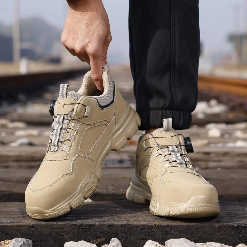 YIZHONCO Ankle Work Safety Shoes Synthetic Upper Rubber Outsole Anti-Slip Wide Toe Box Comfort Ankle Work Safety Shoes