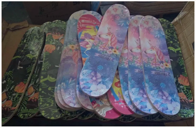 60CM Skateboard Beginner Kids Cartoon Skateboard Maple Wood Deck Skate Board Outdoor Long Board Double Rocker Skateboard Child