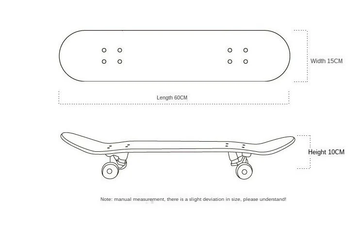 60CM Skateboard Beginner Kids Cartoon Skateboard Maple Wood Deck Skate Board Outdoor Long Board Double Rocker Skateboard Child