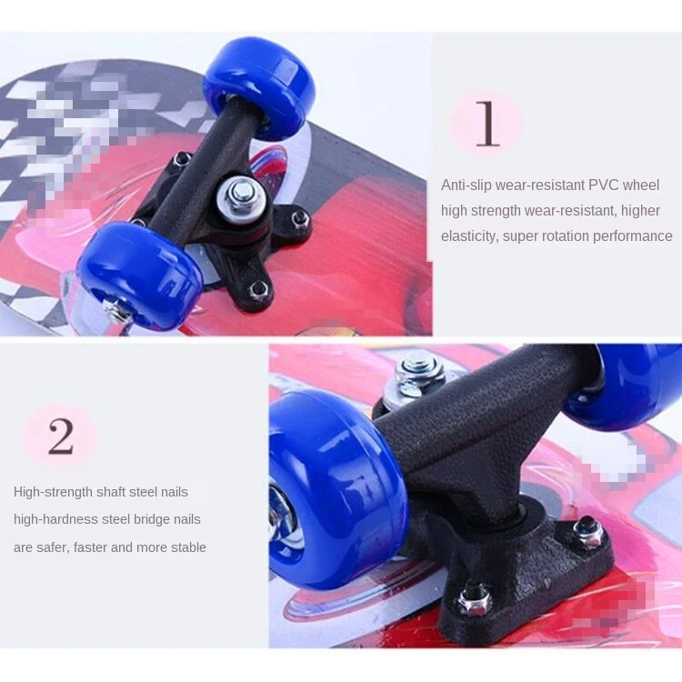 60CM Skateboard Beginner Kids Cartoon Skateboard Maple Wood Deck Skate Board Outdoor Long Board Double Rocker Skateboard Child