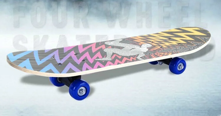 60CM Skateboard Beginner Kids Cartoon Skateboard Maple Wood Deck Skate Board Outdoor Long Board Double Rocker Skateboard Child