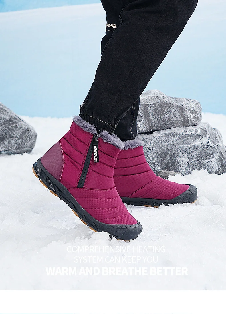 Men's Sneakers Warm Cotton Zipper Snow Ankle Boots Casual Shoes Designer Shoes Waterproof Snow Boots Mid-top Snow Boots