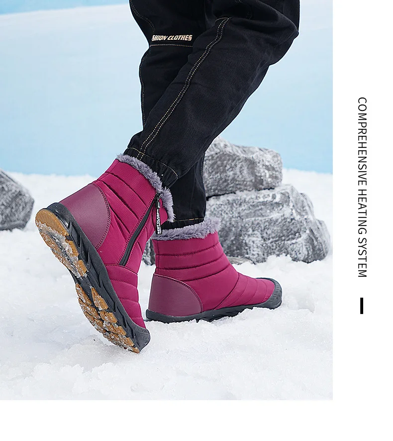 Men's Sneakers Warm Cotton Zipper Snow Ankle Boots Casual Shoes Designer Shoes Waterproof Snow Boots Mid-top Snow Boots