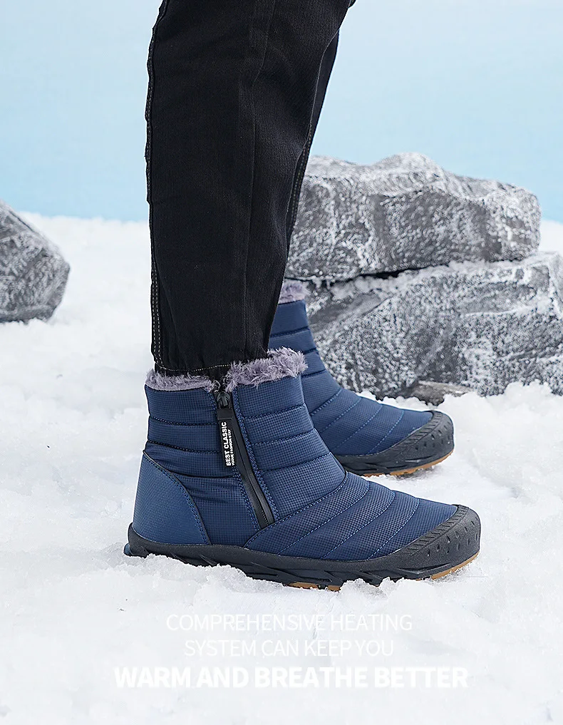 Men's Sneakers Warm Cotton Zipper Snow Ankle Boots Casual Shoes Designer Shoes Waterproof Snow Boots Mid-top Snow Boots
