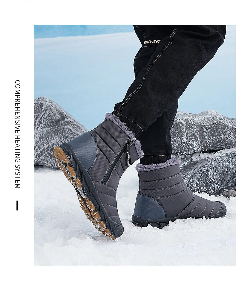 Men's Sneakers Warm Cotton Zipper Snow Ankle Boots Casual Shoes Designer Shoes Waterproof Snow Boots Mid-top Snow Boots